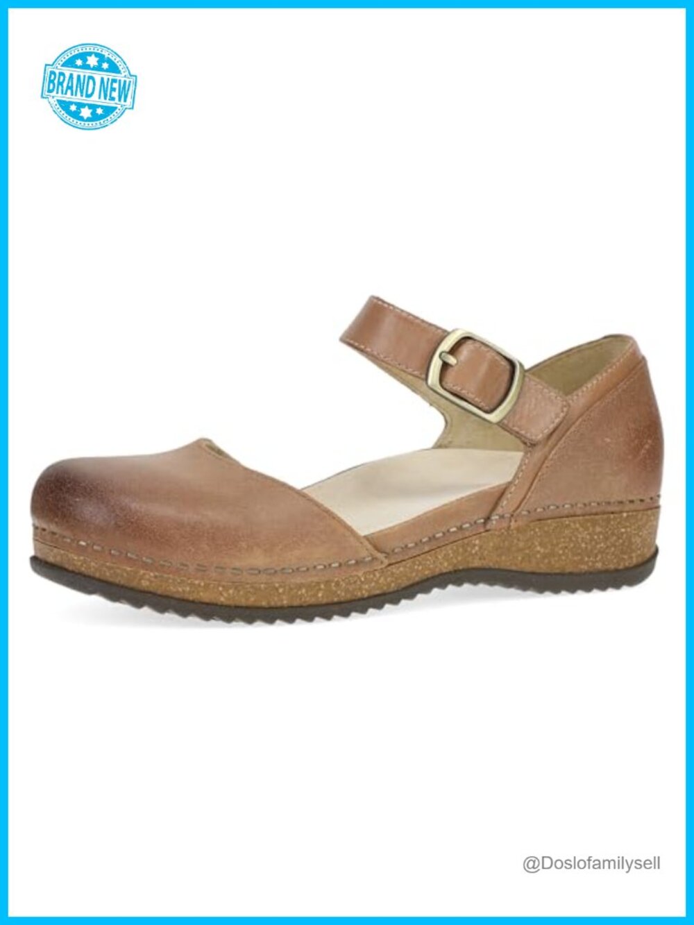 Mary Jane Flats with Burnished Suede Uppers and Adjustable Hook & Loop Strap